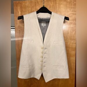 Murano Cream Linen Vest Elegant Tailored Suits & Blazers